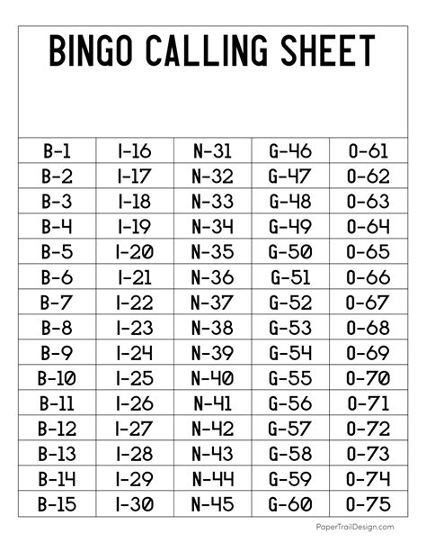 bingo numbers by letter|bingo calling numbers list printable.